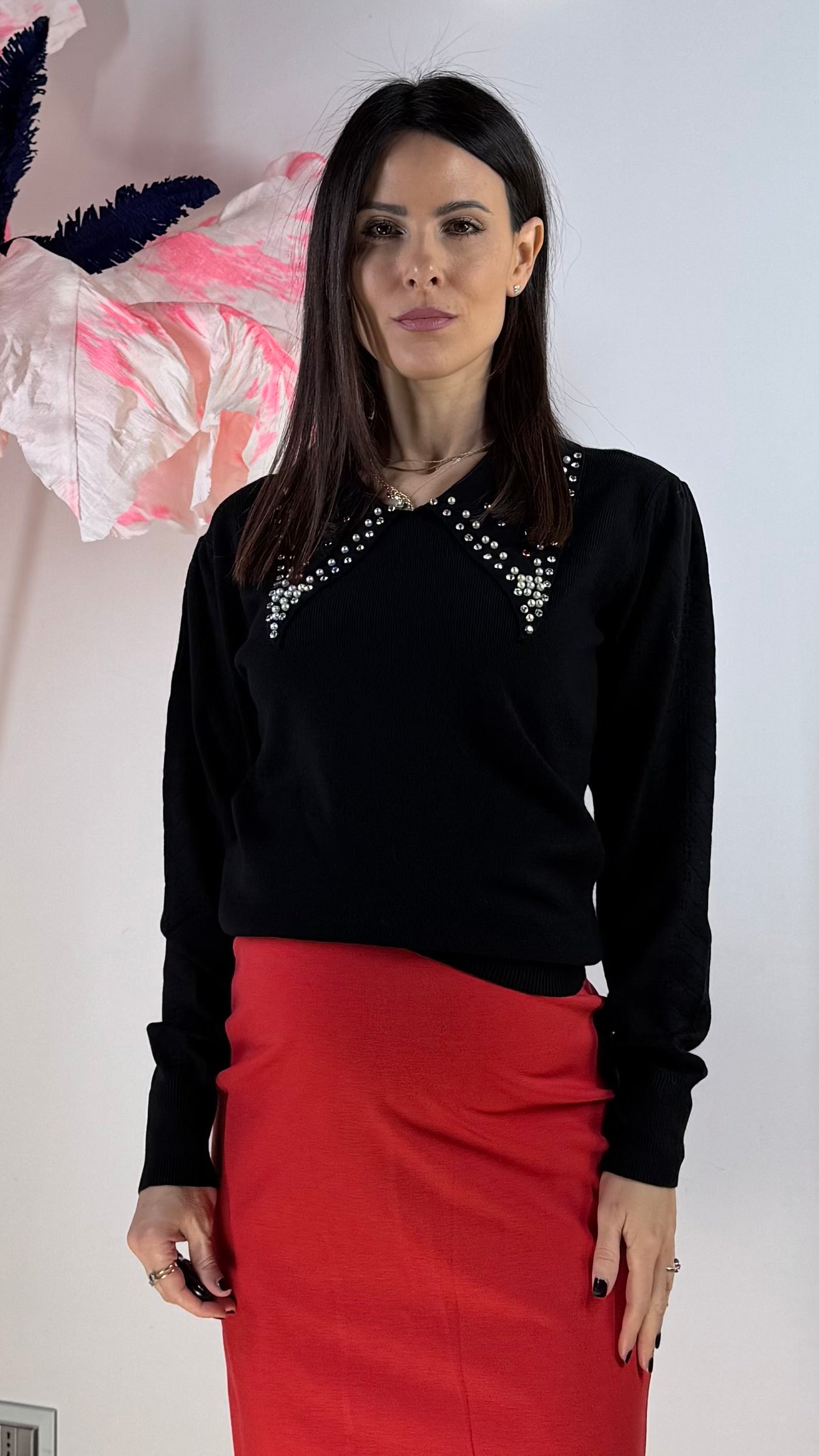 Maglia con collo gioiello