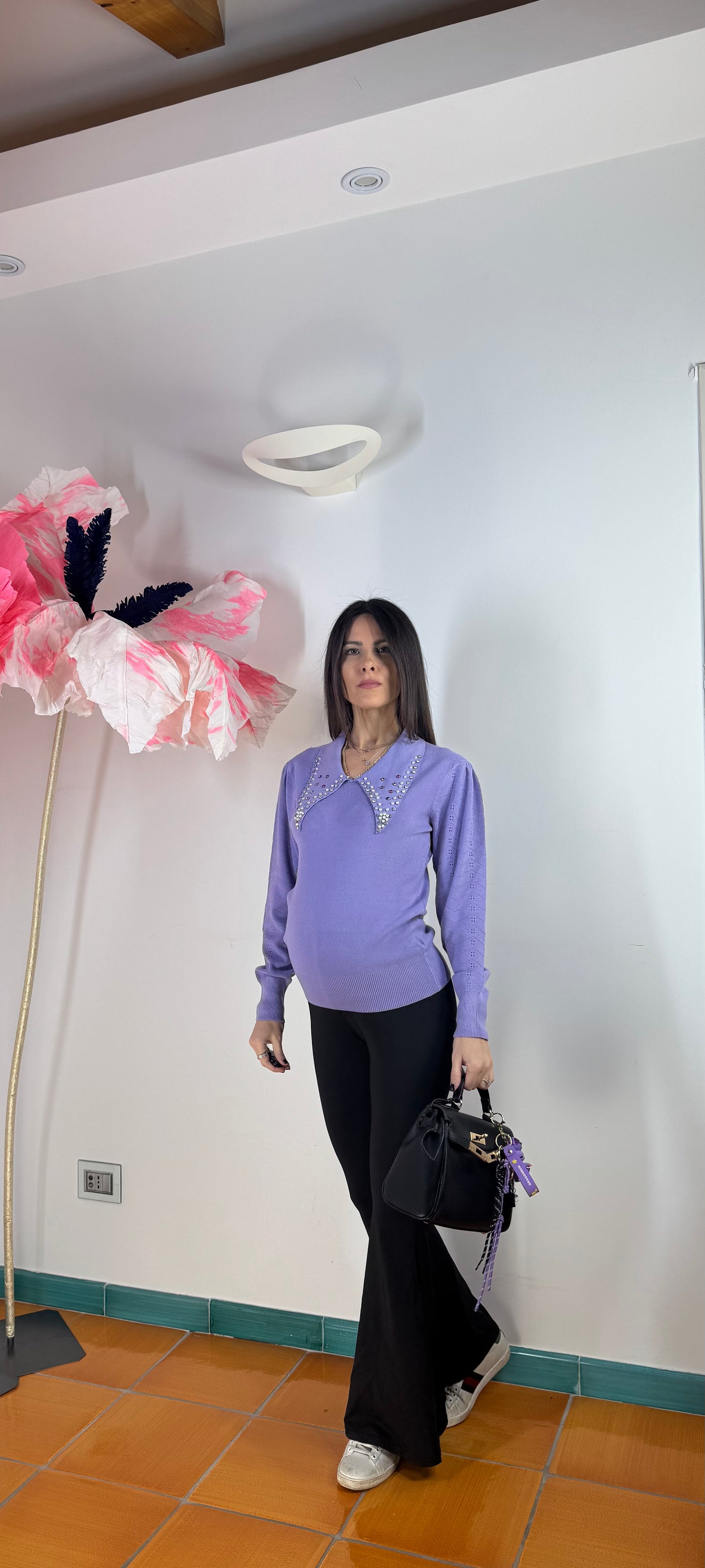 Maglia con collo gioiello