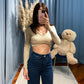 Maglia crop a costine