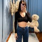 Maglia crop a costine